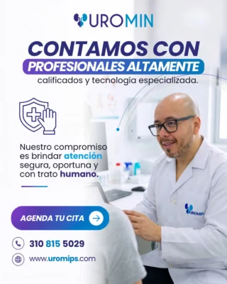 En UROMIN, la experiencia de nuestro equipo médico y la tecnología especializada respaldan una atención urológica integral.
Nuestro compromiso es ofrecer una atención oportuna y humana, con una valoración individual y orientación clara en cada etapa del proceso.
Conoce nuestros servicios y agenda tu valoración.